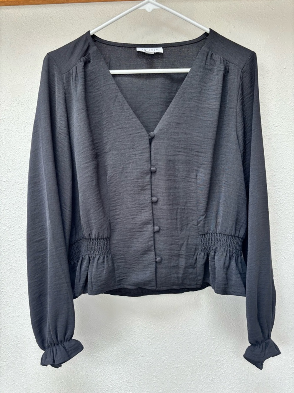 Topshop Black V-Neck Button Front Blouse